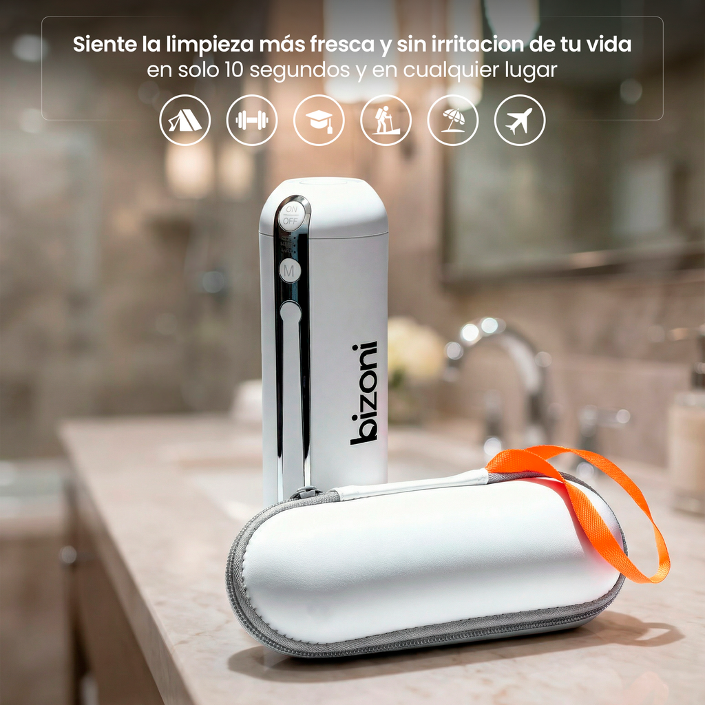 TravelClean Bidet Portátil Bizoni®️ Higiene inteligente en cualquier lugar.